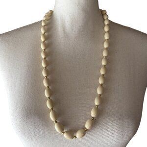 VTG Napier French Ivory MCM Beaded Gold Tone Necklace Old Money Preppy 28"